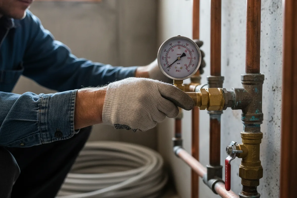 Pressure testing a repaired line during Water Line Repair in Reynoldsburg